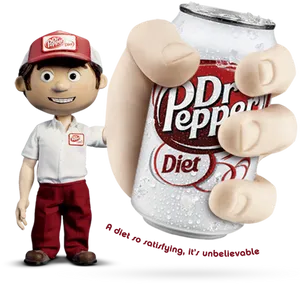 Dr Pepper Diet Can Character Promotion PNG image