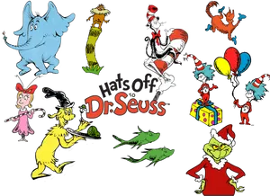 Dr Seuss Character Collage PNG image