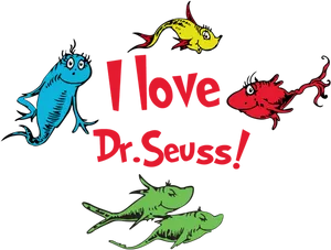 Dr Seuss Love Fish Illustration PNG image