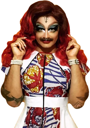 Drag Queenin Colorful Dress PNG image