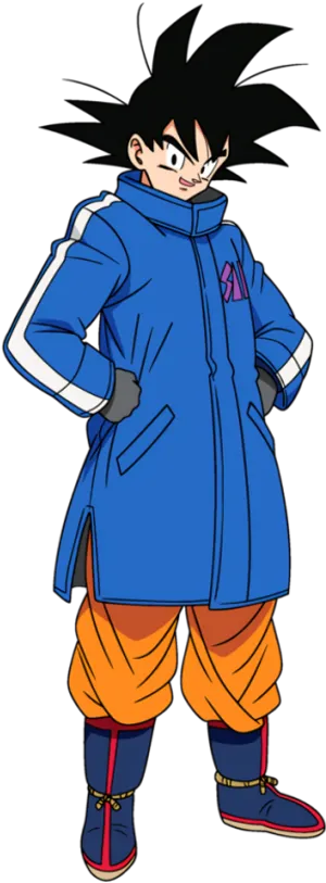 Dragon Ball Character Gokuin Blue Jacket PNG image