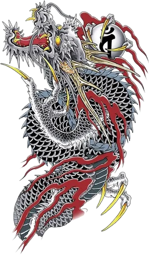 Dragon Yin Yang Tattoo Design PNG image