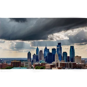 Dramatic Clouds Over Philadelphia Skyline PNG Dvh PNG