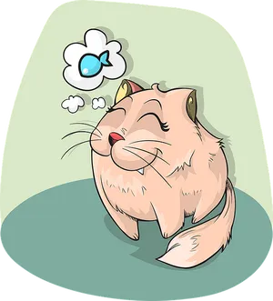 Dreaming Cat Fish Thought Bubble PNG image