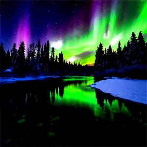 Dreamy Aurora Over River PNG 06202024
