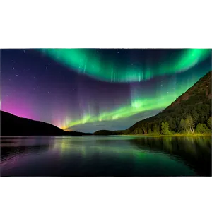 Dreamy Aurora Over River PNG Vif PNG