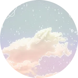 Dreamy Pastel Cloudscape Circle PNG image