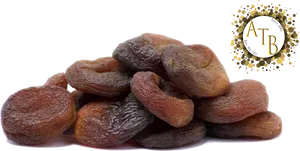 Dried_ Apricots_ Pile_with_ Logo PNG image