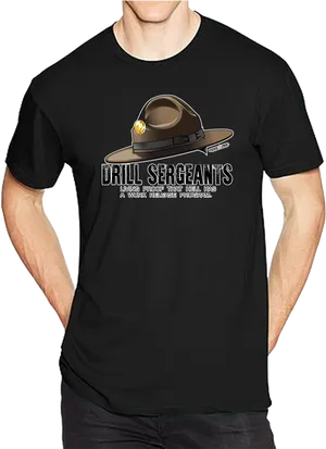 Drill Sergeant Humor Black T Shirt PNG image