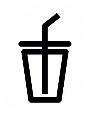 Drink Cup Straw Icon Blackand White PNG image