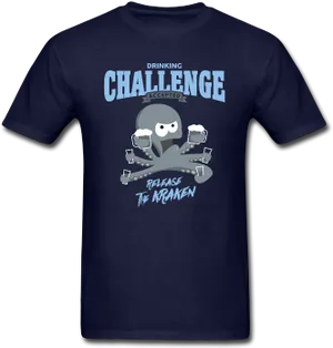 Drinking Challenge Kraken Tshirt Design PNG image