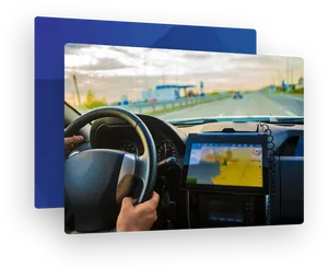 Driver Perspective G P S Navigation On Road PNG image
