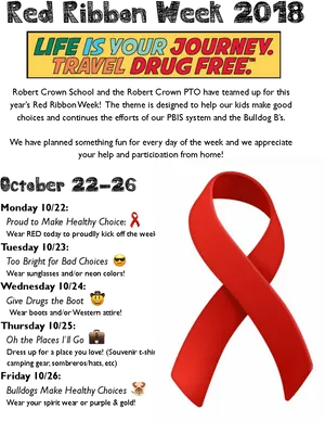 Drug Free Red Ribbon Campaign Poster PNG image