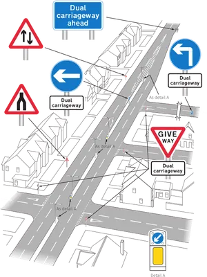 Dual Carriageway Road Signs Illustration PNG image