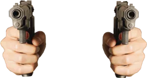 Dual Handgun Aiming Forward PNG