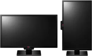 Dual L G Monitors Frontand Side View PNG image