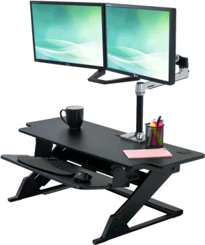 Dual Monitor Setup Standing Desk PNG image