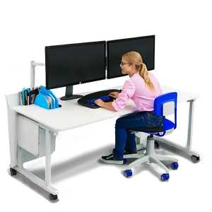 Dual Monitor Student Desk PNG Smb