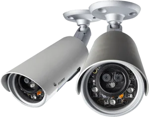 Dual Security Cameras Setup PNG image