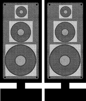 Dual Speaker System Blackand White PNG image