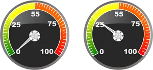 Dual Speedometer Comparison PNG image