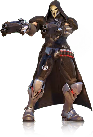 Dual Wielding Hooded Figure Game Character PNG image