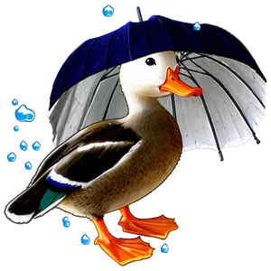 Duck With Umbrella PNG Vhr