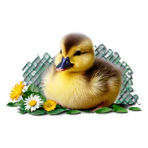 Duckling With Flowers Png Pre PNG image