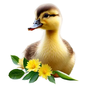 Duckling With Flowers PNG Qpg72 PNG