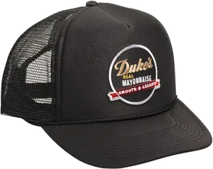 Dukes Mayonnaise Logo Black Trucker Hat PNG