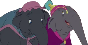 Dumboand Mother Elephant Close Up PNG image