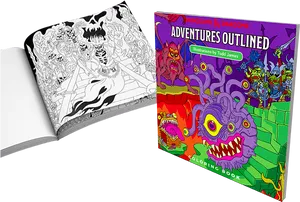 Dungeons Dragons Coloring Book Adventures Outlined PNG image