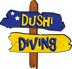 Dushi Diving Sign Illustration PNG image