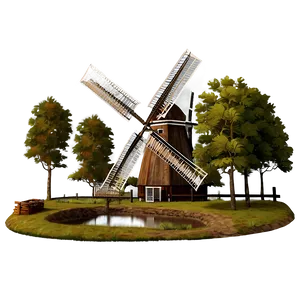 Dutch Windmill Landscape Png 29 PNG image
