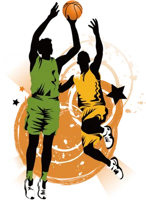 Dynamic Basketball Dunk Illustration