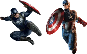 Dynamic Captain America Action Poses PNG image