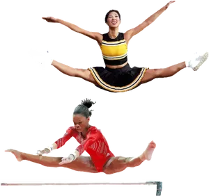 Dynamic Gymnastics Split Jumpand Uneven Bars PNG image