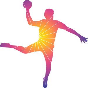 Dynamic Handball Player Silhouette PNG image