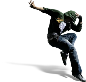 Dynamic Hip Hop Dancer Jumping PNG image