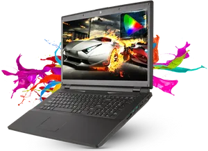 Dynamic Laptop Display Explosion PNG image