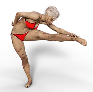 Dynamic Pose Red Swimsuit Woman