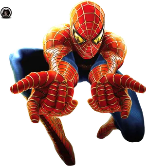 Dynamic Spiderman Crouching Clipart PNG image