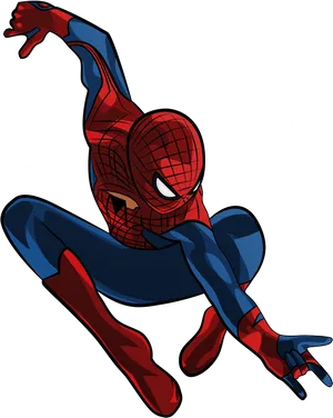 Dynamic Spiderman Swinging Action PNG image