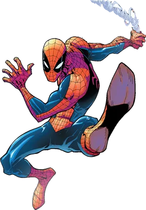 Dynamic Spiderman Swinging Clipart PNG image