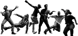 Dynamic Street Dance Group Silhouette PNG