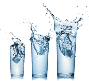 Dynamic Water Splashin Glasses PNG image