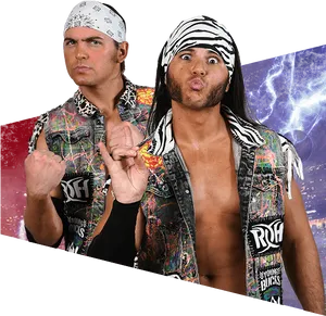 Dynamic_ Wrestling_ Duo_ Pose PNG