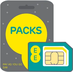 E E Pay As You Go S I M Card Pack PNG image