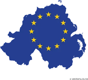 E U Flag Over Ireland Map PNG image