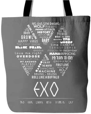 E X O Themed Tote Bag Design PNG image